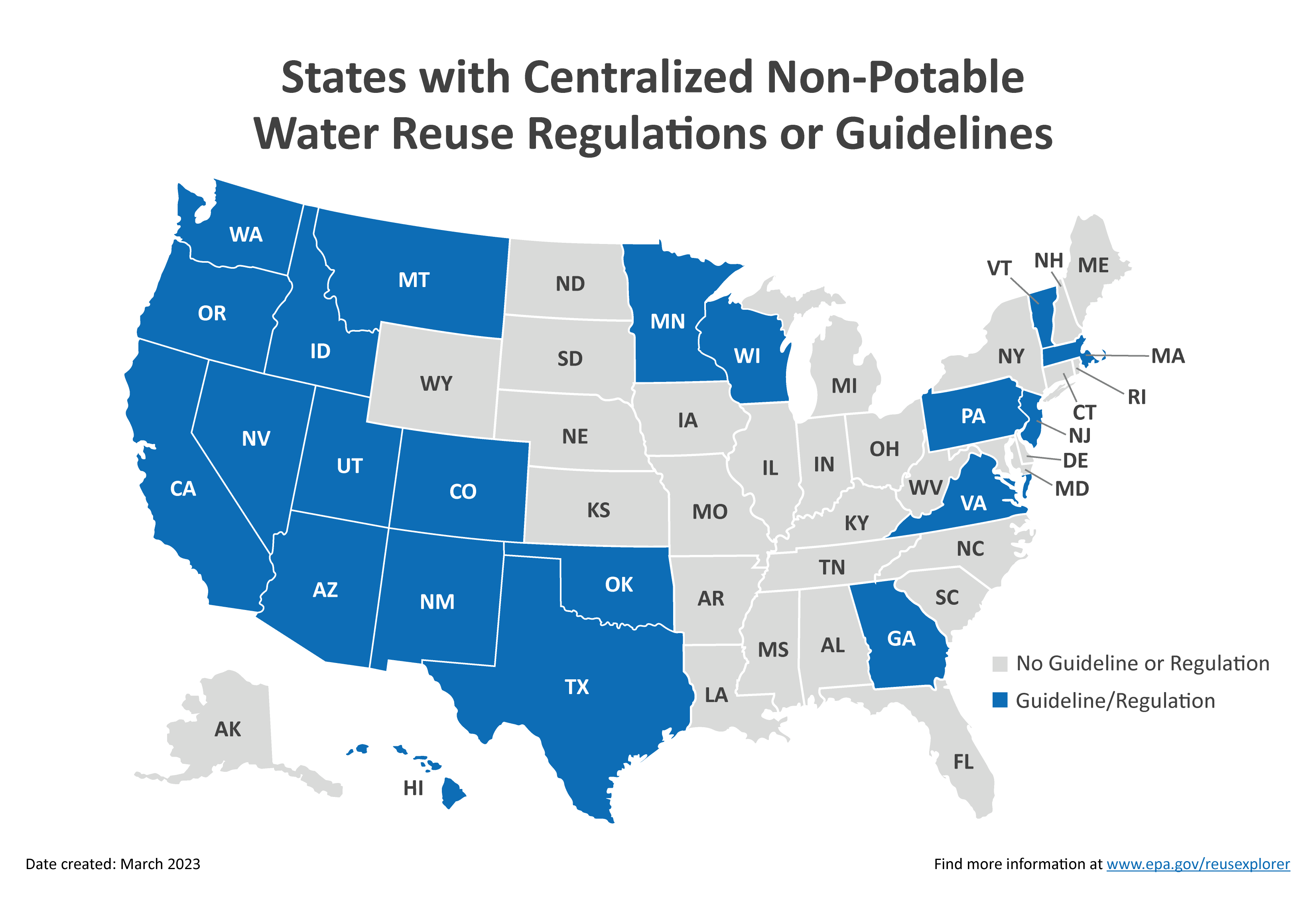 Maps of States with Water Reuse Regulations or Guidelines US EPA